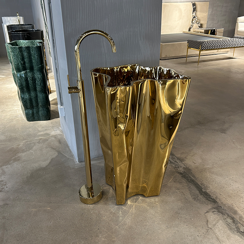 Раковина для ванной комнаты из нержавеющей стали золотого цвета