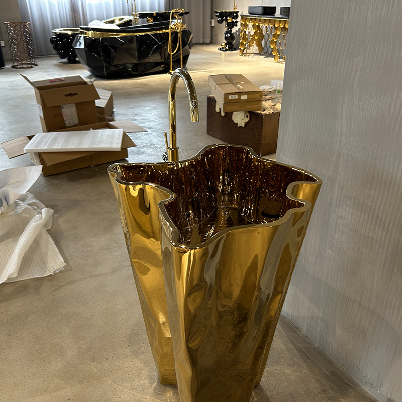 Раковина для ванной комнаты из нержавеющей стали золотого цвета