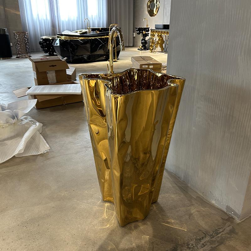 Раковина для ванной комнаты из нержавеющей стали золотого цвета