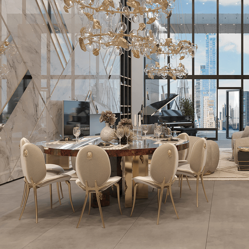 Роскошный дизайнерский латунный бархатный обеденный стул для вечеринки