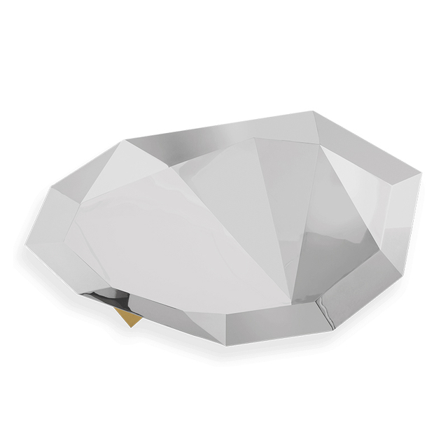 Серебряный художественный журнальный столик специальной формы с необычной геометрией